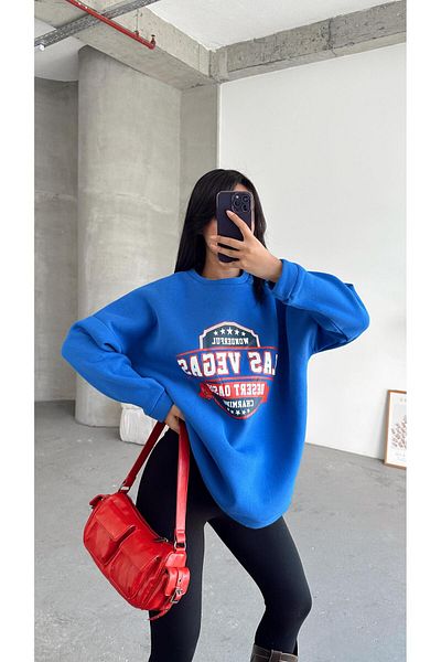 mydukkan.co Hanorac oversize albastru Las Vegas Saks - trei fire
