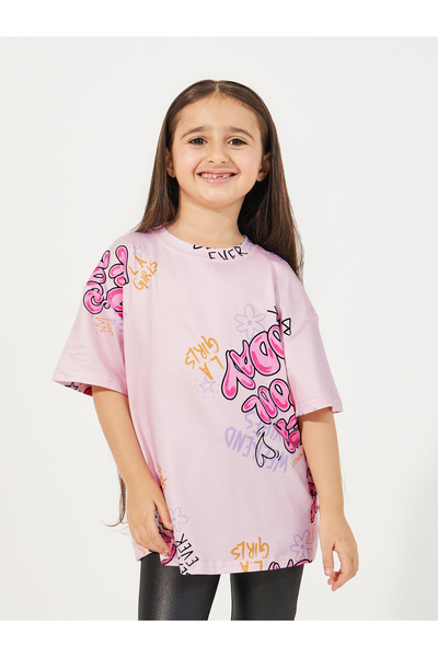 Styli Graphic Print Round Neck Oversized T-shirt
