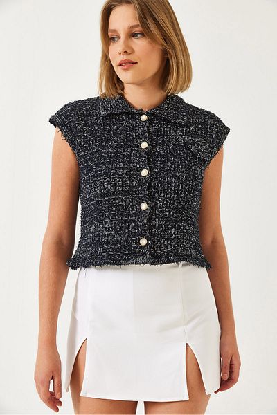 Bianco Lucci Marineblaue Strickweste für Damen 20246244