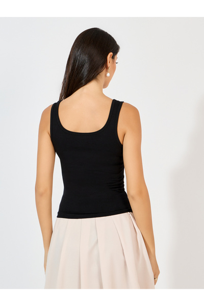 Styli Ribbon Detail Square Neck Fitted Tank