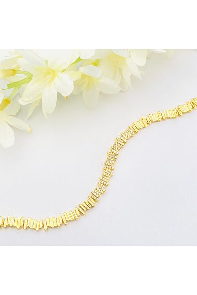 Kyver Women's Bracelet Rhythm Bracelet Zircon Stone Tarnish-Free Xuping Vip Series 14 Carat Gold 17 2cm