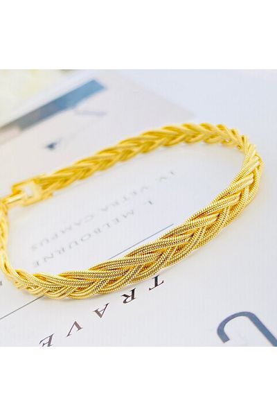 Kyver Wicker Bracelet Thin Trabzon Weave Bracelet Does Not Tarnish Xuping Vip Series 14 Carat Gold 19cm