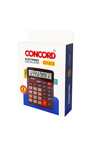 Concord آلة حاسبة إلكترونية CC1212، 12 رقمًا، مع شاشة LCD كبيرة