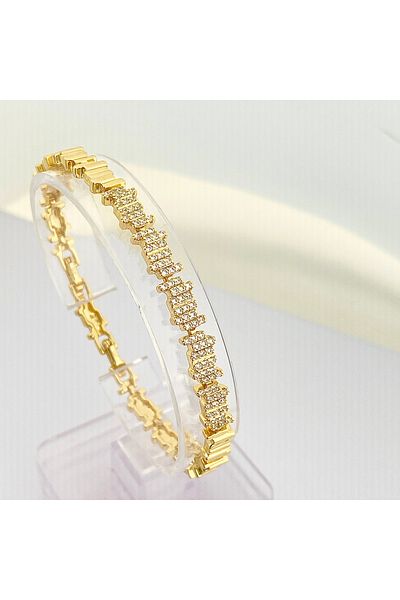 Kyver Women's Bracelet Rhythm Bracelet Zircon Stone Tarnish-Free Xuping Vip Series 14 Carat Gold 17 2cm
