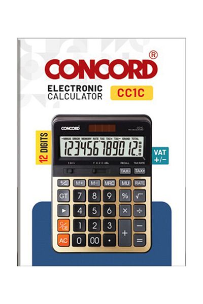 Concord آلة حاسبة إلكترونية CC1C، شاشة كبيرة جدًا