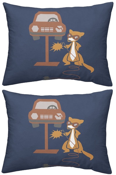 Maki Home طقم غطاء وسادة على شكل حيوان السنجاب للسيارة من ماكيتكس - قطن 100%