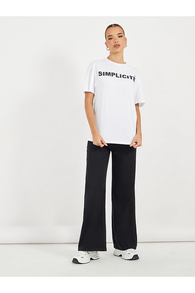 Styli Oversized Slogan Print Round Neck T-Shirt