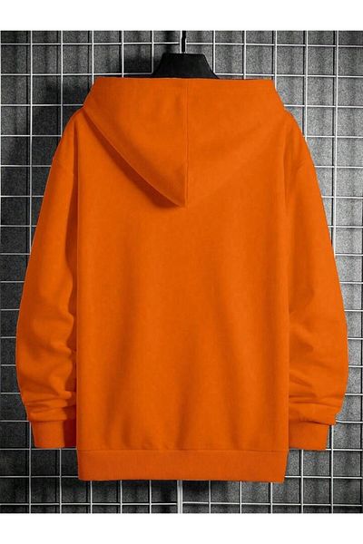 Machetta Men's Orange Oversize Hooded Sweatshirt - Originals Printed Hoodie