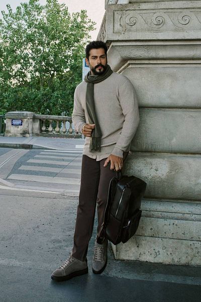 ALTINYILDIZ CLASSICS Slim Fit Slim Fit Βαμβακερό εύκαμπτο καφέ παντελόνι Dobby στο πλάι