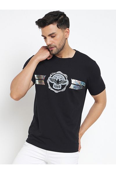 Duke By Styli Round Neck Foil Print T-Shirt