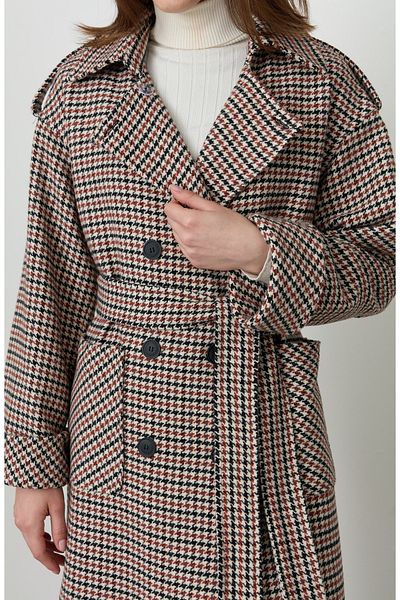 Fatma Atasoy Milk Brown Colored Oversize Houndstooth Coat