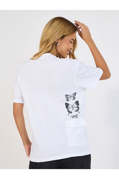 Styli Oversized Butterfly Graphic T-Shirt with Pocket Detail