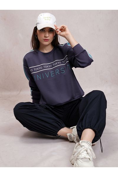 Tokyo Talkies By Styli Text Print Round Neck Sweatshirt