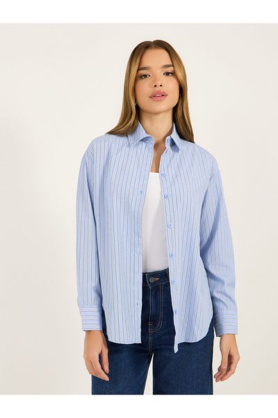 Styli Striped Button Through Oversized Shirt
