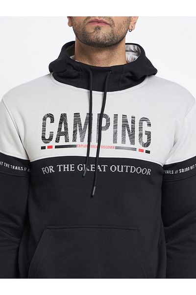 Duke By Styli Color Block Camping Print Hoodie