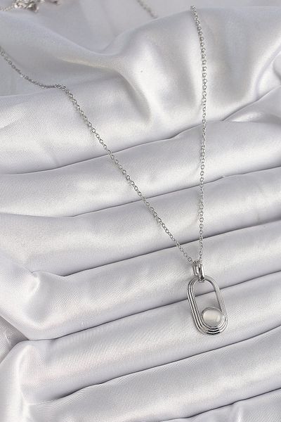 Clariss 316L Steel Silver Color Chain White Cat Eye Model Women's Necklace
