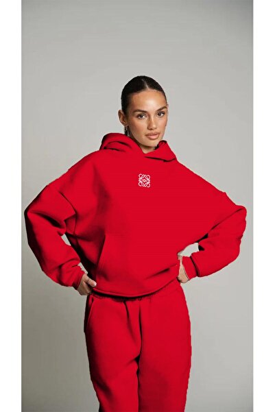 The Champ Clothing Κόκκινο Unisex με κουκούλα με κουκούλα καγκουρό με κουκούλα μεγάλου μεγέθους