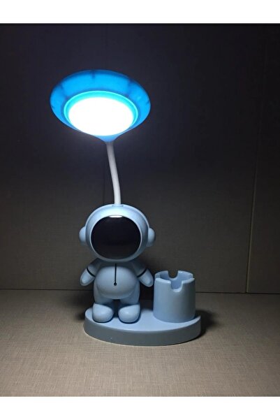 BEYZANA Astronot Çalışma Lambası, Şarj Edilebilir Silikon Küçük Masa Lambası,kalem Tutuculu