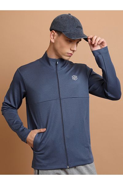Highlander By Styli Front Zip Panelled Jacket with Side Pocket