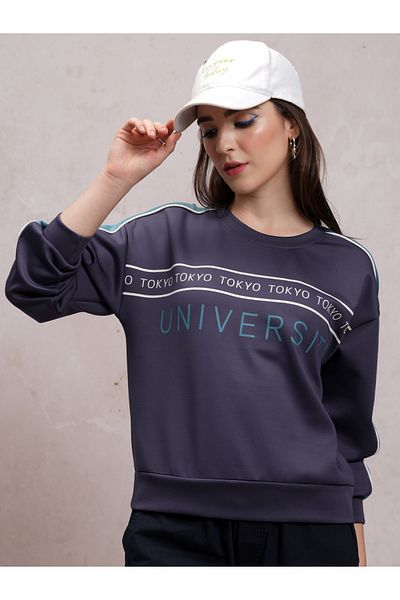 Tokyo Talkies By Styli Text Print Round Neck Sweatshirt