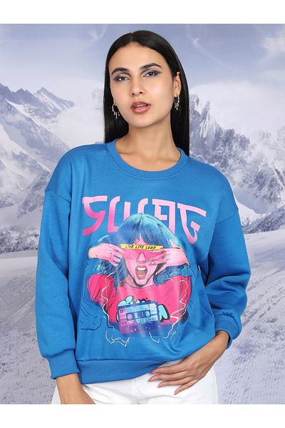 Tokyo Talkies By Styli Graphic Print Oversized Sweatshirt