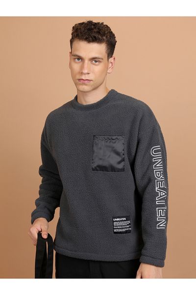 Highlander By Styli Oversized Slogan Print Teddy Sweatshirt