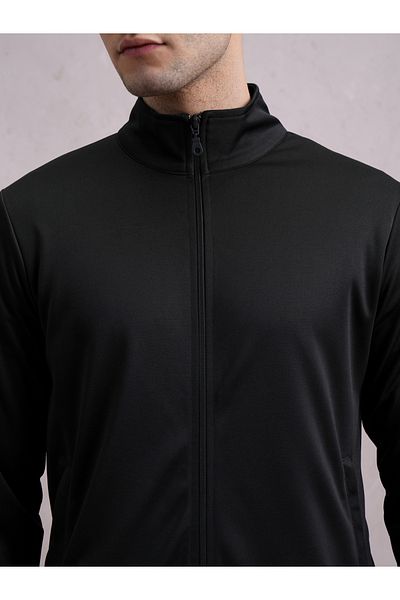 Highlander By Styli Solid High Neck Front Zip Sweatshirt