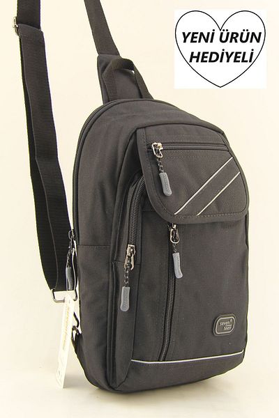 SEVENTEEN Black Gray Striped Unisex Crossbody Bag - Waterproof, with Strap (small Gift Bag)