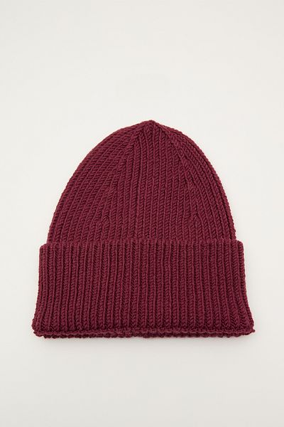 Manuka Burgunderfarbene dicke Strickmütze