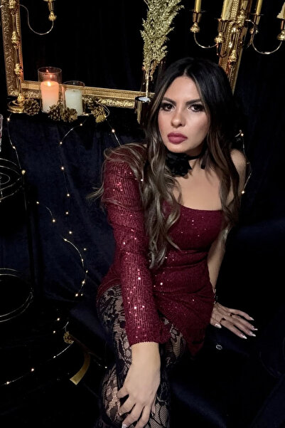 Aura 7 Collection KADIN GİYİM TEK KOL PULPAYET GECE ELBİSESİ