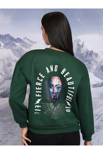 Tokyo Talkies By Styli Oversized Graphic Print Round Neck Sweatshirt