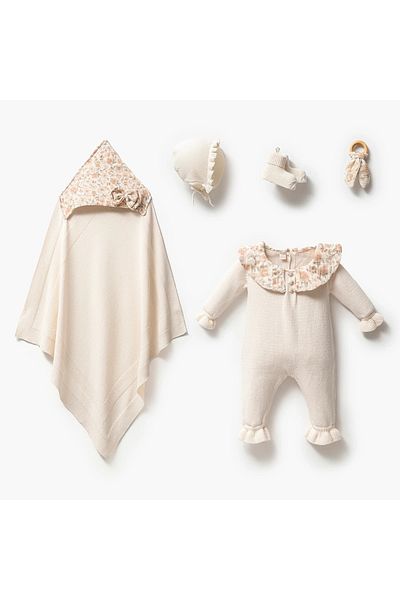 Nipperland Organic Cotton Muslin Baby Collar Detail 5-Piece Knitwear Hospital Discharge Set