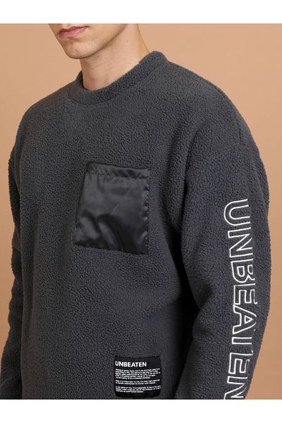 Highlander By Styli Oversized Slogan Print Teddy Sweatshirt