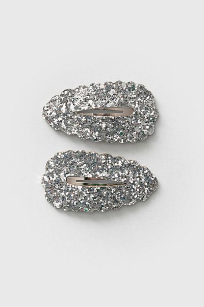 Magu Silver Sequined Double Girl's Clip Buckle