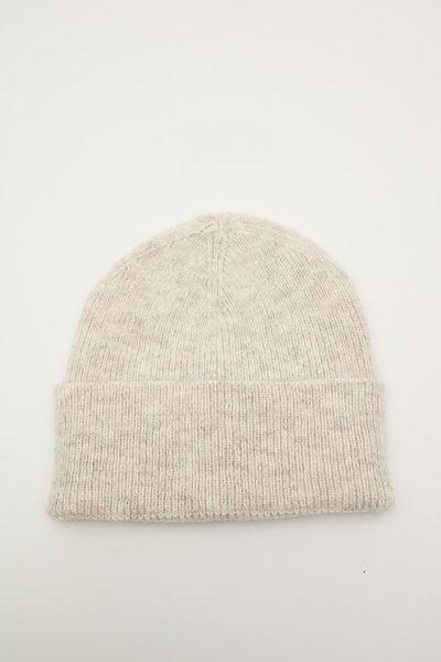 Manuka Hellgraue gerippte Strickmütze