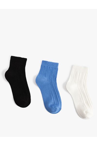 Koton Set of 3 Multicolored Textured Booties Socks
