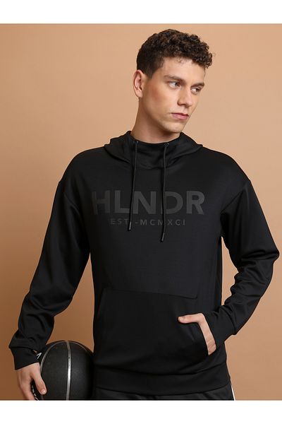 Highlander By Styli Relaxed Fit Logo Print Hoodie with Front Pocket