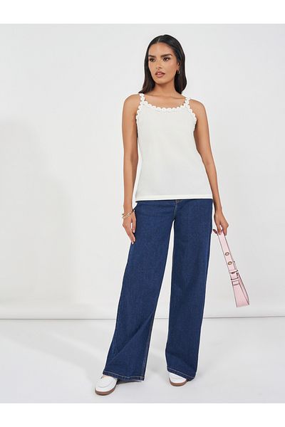 Styli Floral Border Applique Cami