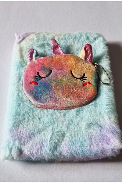 Modellino Zippered Pocket Furry Plush Rabbit Souvenir Memory Daily Notepad Dmn-Pls2 - 1 Piece with Shape Selection