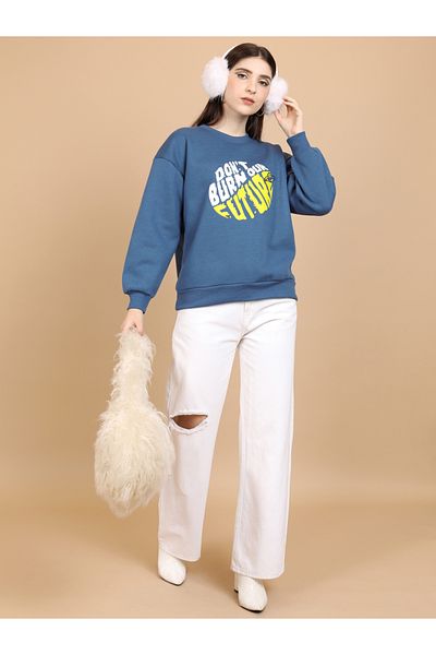 Tokyo Talkies By Styli Graphic Print Round Neck Oversized Sweatshirt