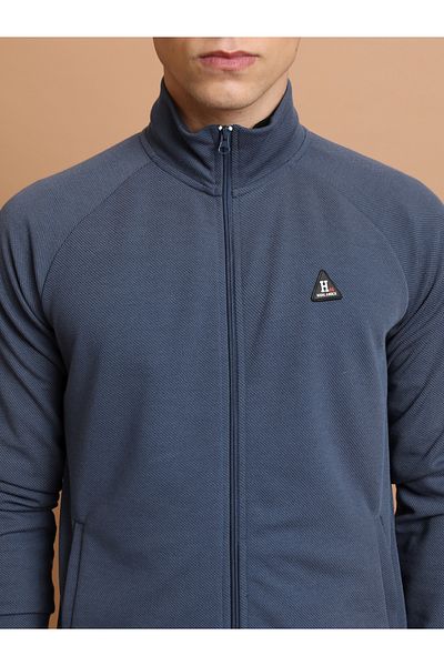 Highlander By Styli Textured Badge Detail Full Zip Sweatshirt