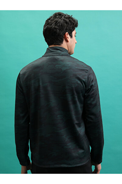 Highlander By Styli Camouflage Print High Neck Full Zip Sweatshirt