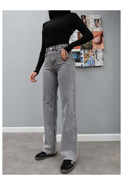 ESRAHELVACI Pantaloni Jean gri cu picioare late