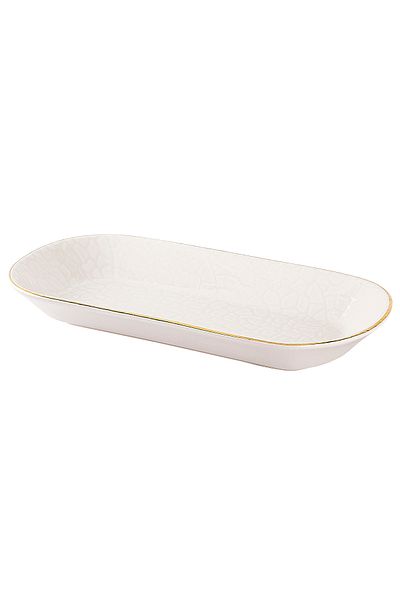 Tantitoni React Cream Color Gold Slimped Thin Ceramic Skat Plate 26cm