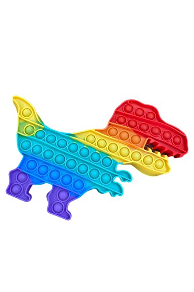 alpmodel Pop It Push Bubble Fidget Popit Duyusal Dinozor Gökkuşağı Renkli 28 Cm