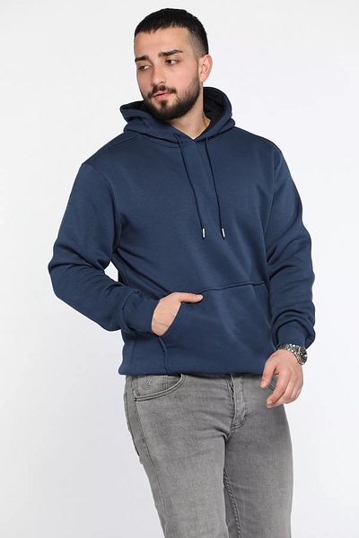 MİSHAR İTALİA Ανδρικό φούτερ με τσέπη καγκουρό Navy Blue