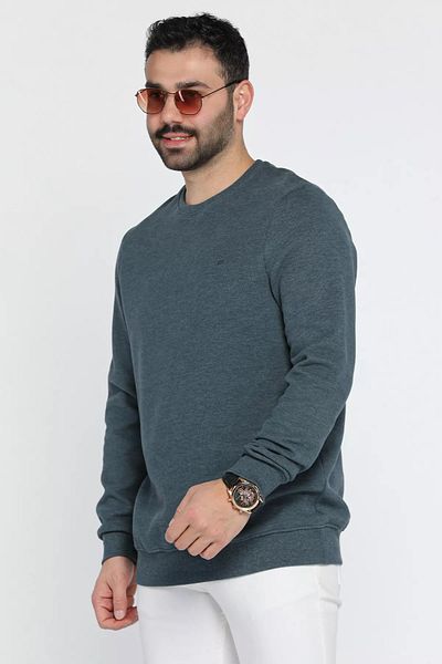 MİSHAR İTALİA Hanorac pentru bărbați cu gât crew Petrol