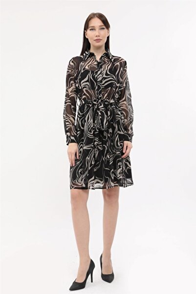 HomeStore Desenli Gömlek Yaka Elbise