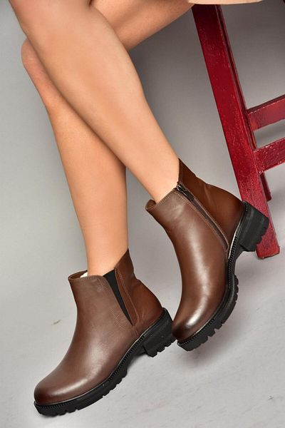 Fox Shoes Ι 654011903   Καφέ Γυναικείες Μπότες από Γνήσιο Δέρμα
