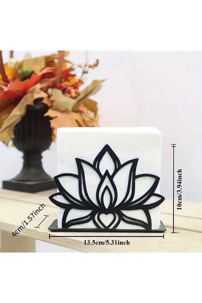 HSWOOD Lotus Tasarımlı Ahşap Peçetelik Sofra Mutfak Masaüstü Organizer